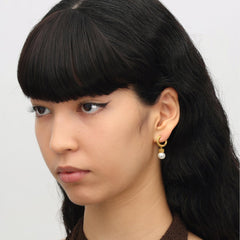 RSNY Diamond Pattern Pearl Stud Earrings - R2065B