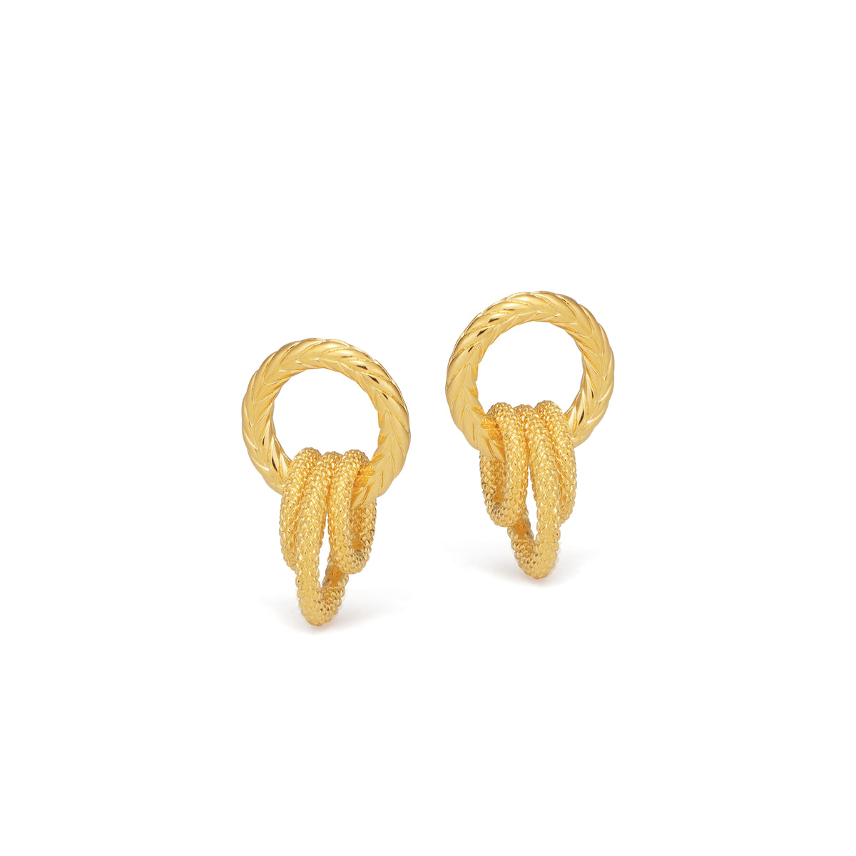 RSNY ring stud earrings - RSNY R2057B 铜镀金/银耳针约18*28*16mm 几何缠绕感元素/轻量化品牌工艺/精致感细节处理/纯银高品质耳针