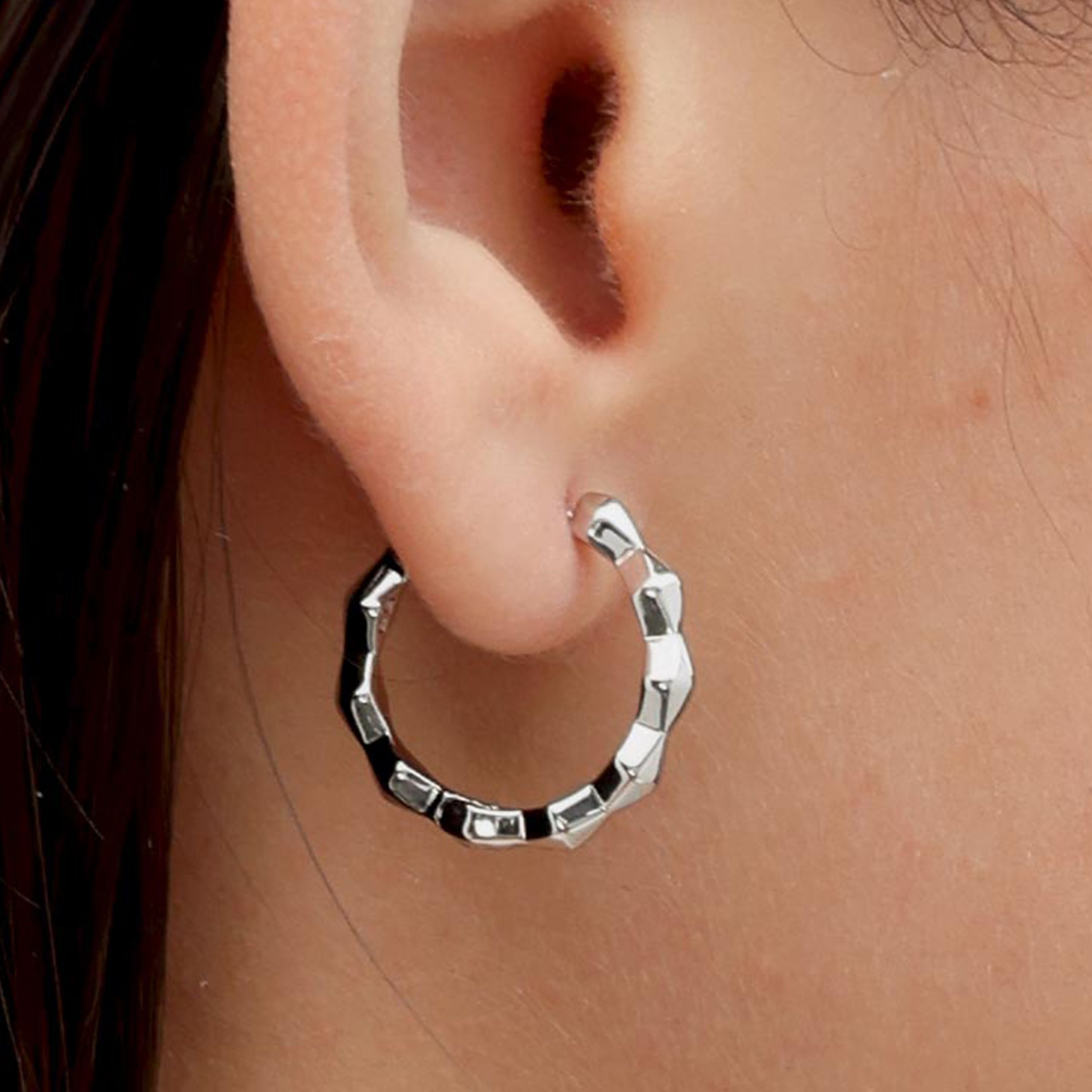 RSNY diamond cut earrings - RSNY R2171A 铜镀铑/银耳针 约20*20*3mm 钻石型设计元素/几何感切面造型/镜面级精工抛光/纯银高品质耳针