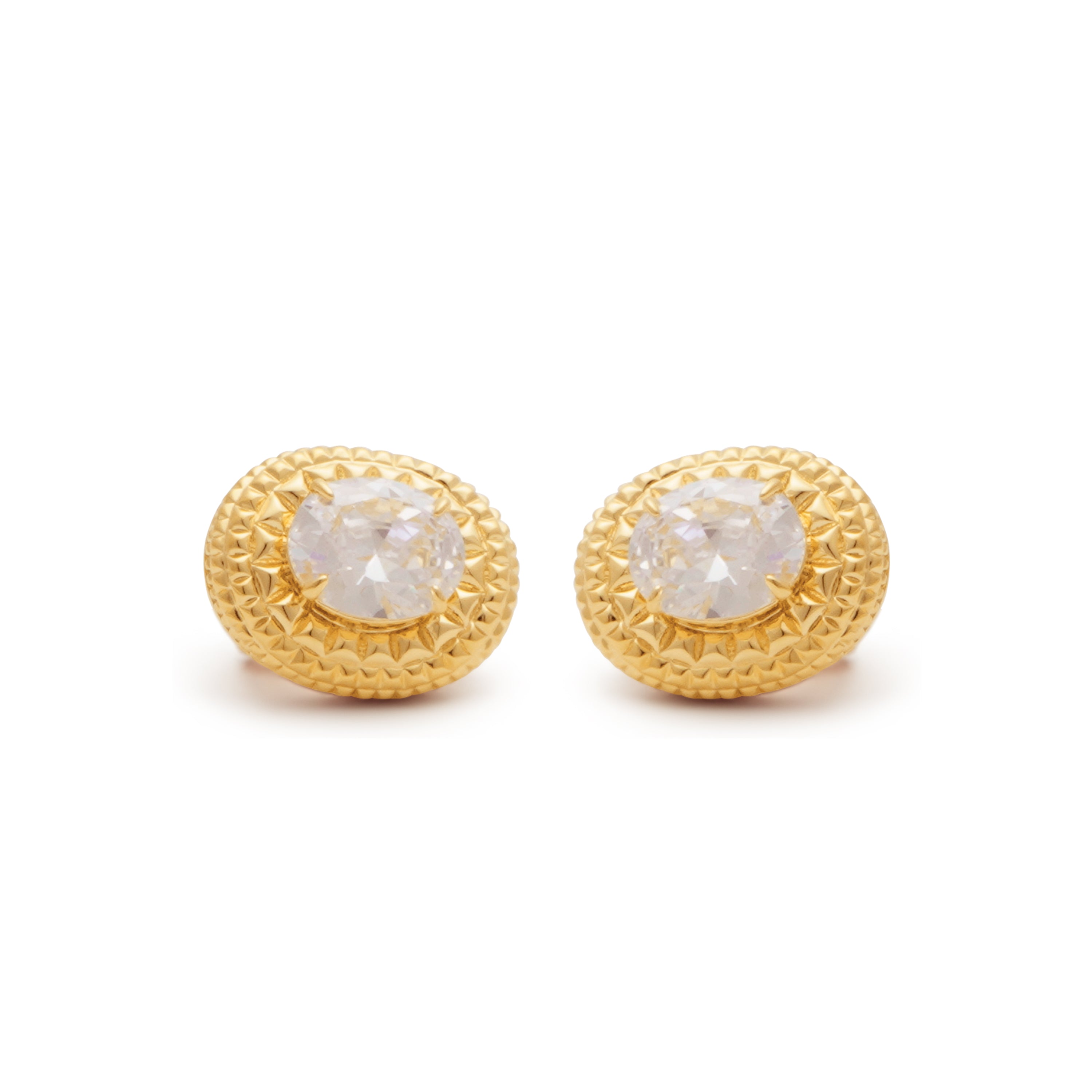 RSNY diamond texture stud earrings - RSNY R2063B 铜镀金/S925银耳针/立方氧化锆/品牌耳堵 重量:13.4g 约22*18*11mm 钻石纹设计元素/精选优质仿钻石/纯银高品质耳针/镜面级精工抛光/轻量化品牌工艺