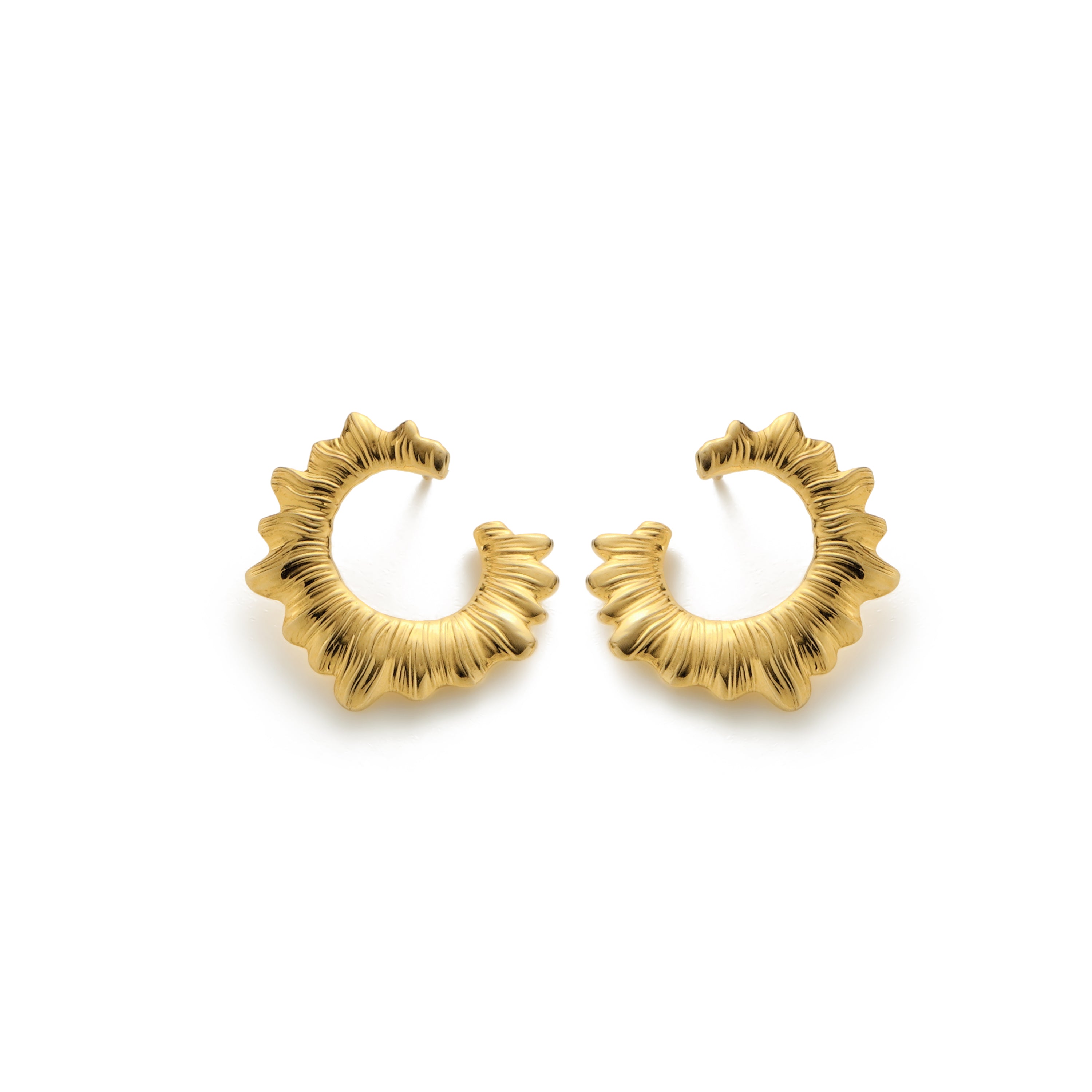 RSNY pleated earrings - RSNY R2089B 铜镀金/S925银耳针/品牌耳堵 重量:9.5g 尺寸:24*17*14mm 时尚绕圈纹设计/精致感细节处理/纯银高品质耳针/镜面级精工抛光/轻量化品牌工艺