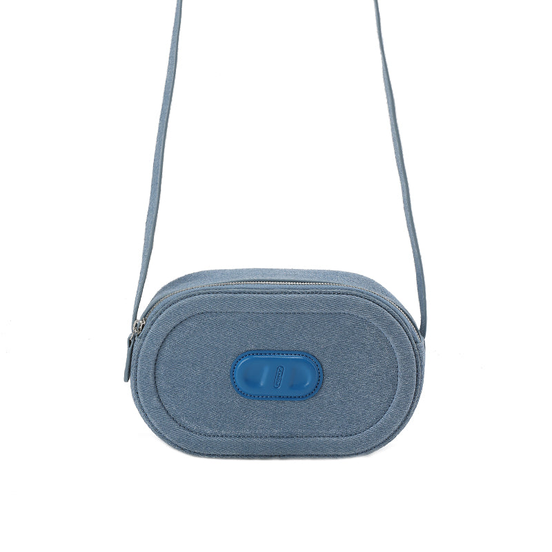 RSNY Oval Loop Pig Nose Shoulder Bag - Denim Color Matching - RSNY Length 20.5 * Width 6 * Height 12cm Shoulder strap 110cm net size Round, cow leather, quilted, front concave embossed logo, top zipper, main interlayer, shoulder.