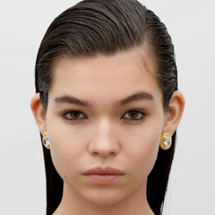 RSNY diamond texture stud earrings - RSNY R2063B 铜镀金/S925银耳针/立方氧化锆/品牌耳堵 重量:13.4g 约22*18*11mm 钻石纹设计元素/精选优质仿钻石/纯银高品质耳针/镜面级精工抛光/轻量化品牌工艺