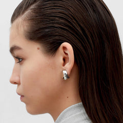 RSNY round diamond cut stud earrings - RSNY R2168A 铜镀铑/银耳针 约20*20*7mm 钻石型设计元素/几何感切面造型/镜面级精工抛光/纯银高品质耳针