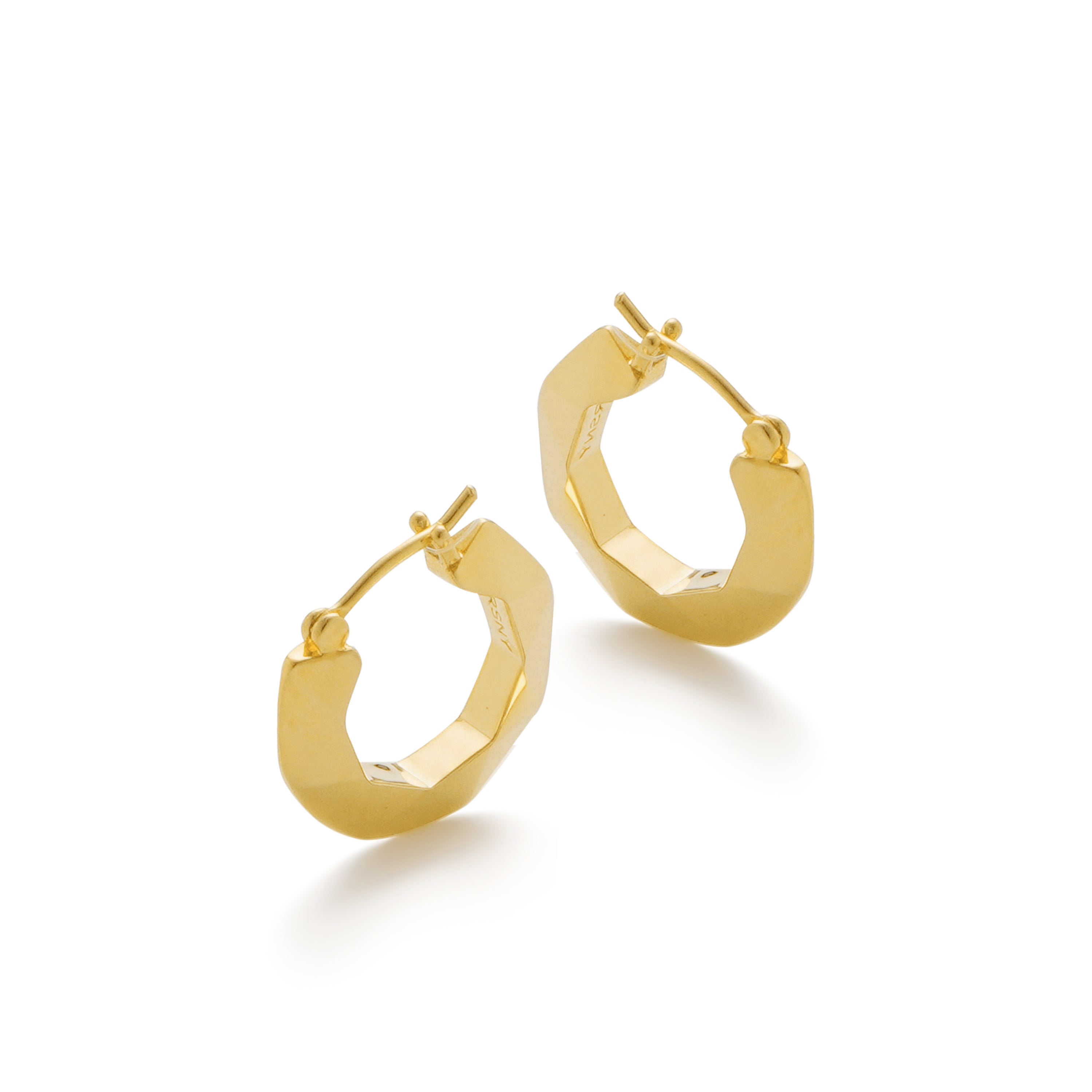 RSNY diamond pattern earrings - RSNY R2107B 铜镀金/银耳针 约3*17*18mm 几何感切面造型/镜面级精工抛光/四分之三圈耳环/纯银高品质耳针