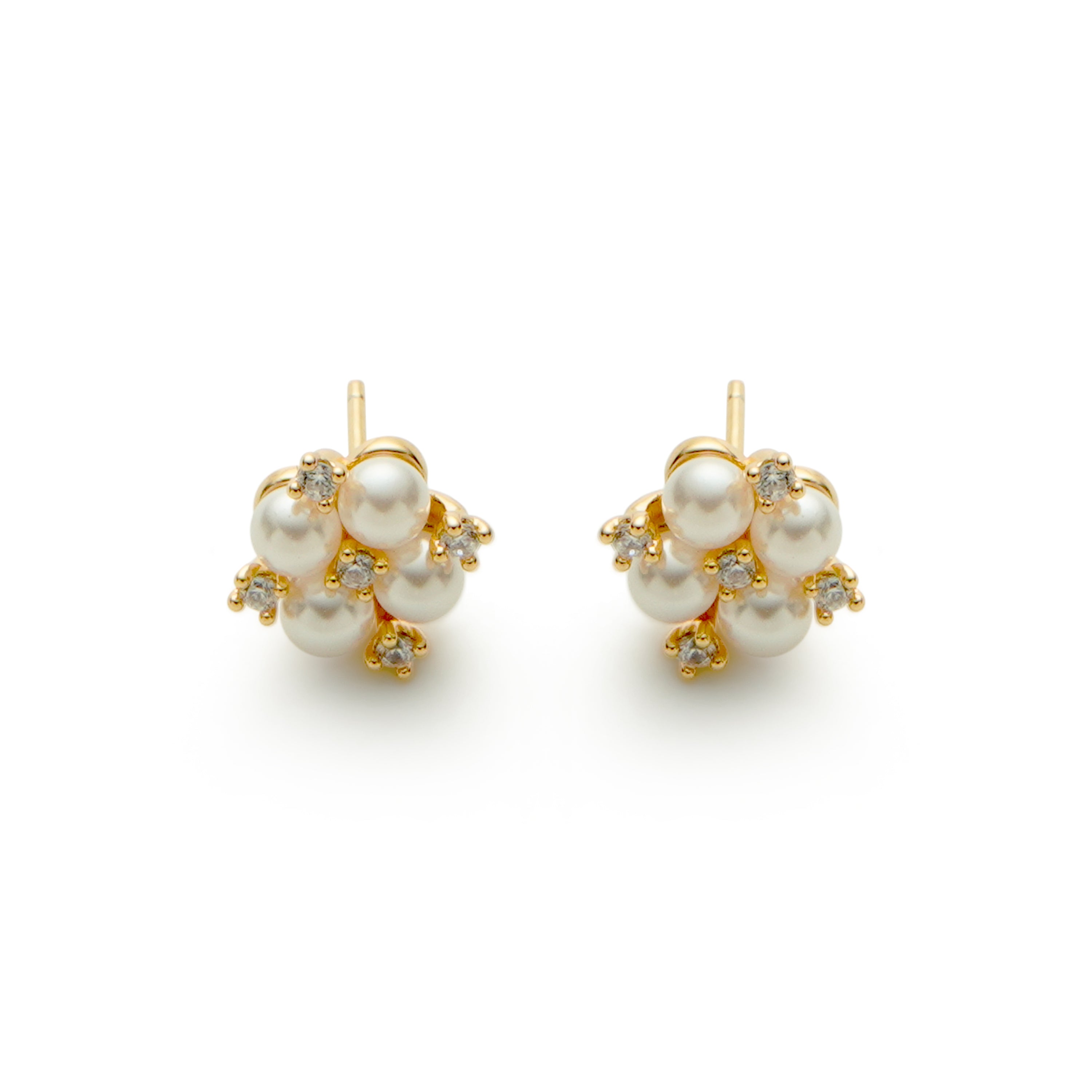 RSNY simple pearl stud earrings - RSNY R2165B 铜镀金/银耳针 约11*11*6mm 复古型设计元素/时尚感几何造型/优选精品级贝珠/精致感细节处理