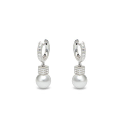 RSNY diamond pattern pearl earrings - RSNY R2065A Rhodium copper plating/beads Weight: 4.5g Size: 12 * 8 * 25mm Diamond pattern design elements/preferred boutique beads/sterling silver high-quality ear needles/mirror-grade precision polishing/lightweight brand craftsmanship