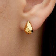 RSNY water drop diamond stud earrings - RSNY R2075B 铜镀金/银耳针约8*12*7mm 几何感切面造型/镜面级精工抛光/精致感细节处理//纯银高品质耳针