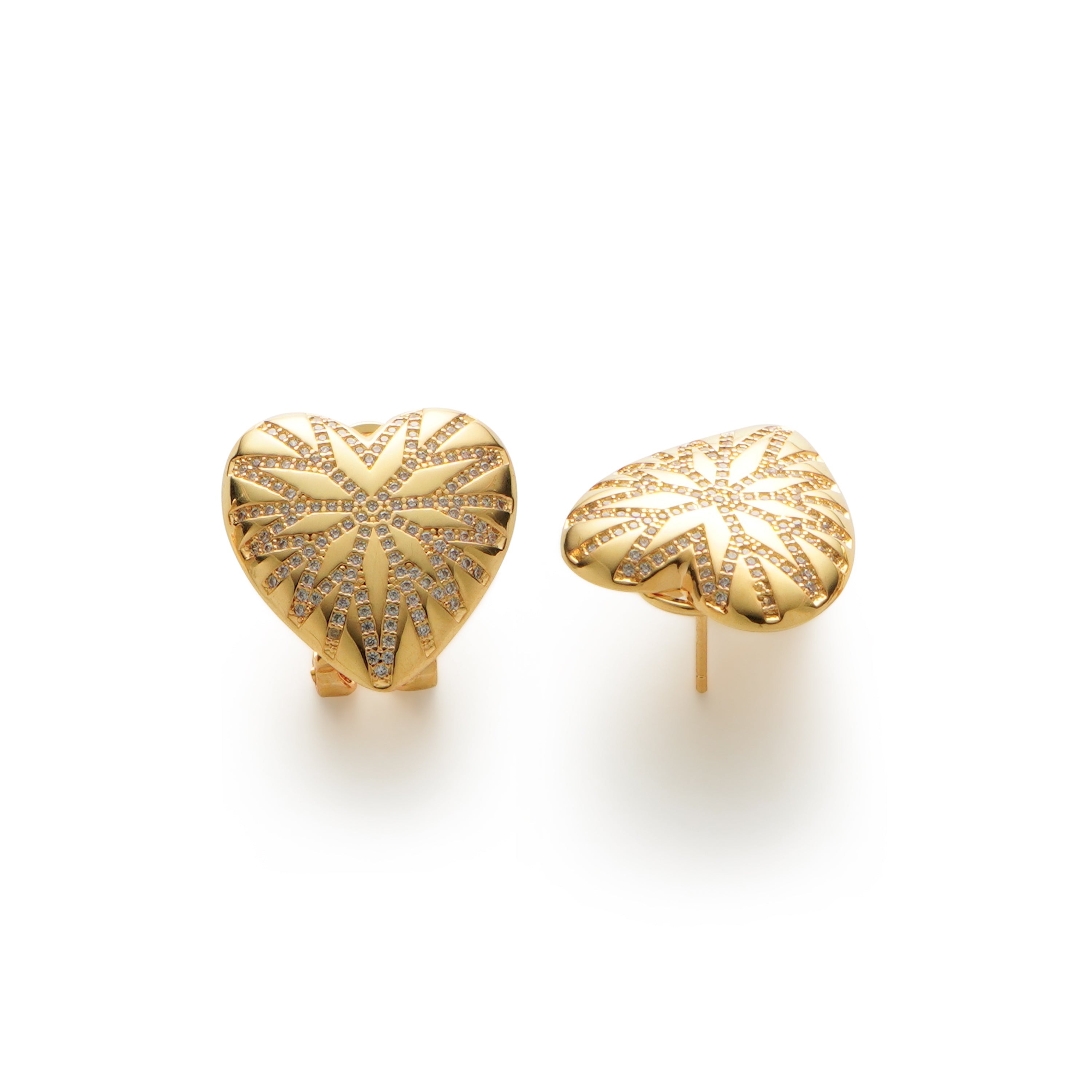 RSNY love diamond stud earrings - RSNY R2095B 铜镀金/银耳针 约20*21*3mm 爱心型设计元素/几何感切面造型/镜面级精工抛光/高韧性弹簧耳扣