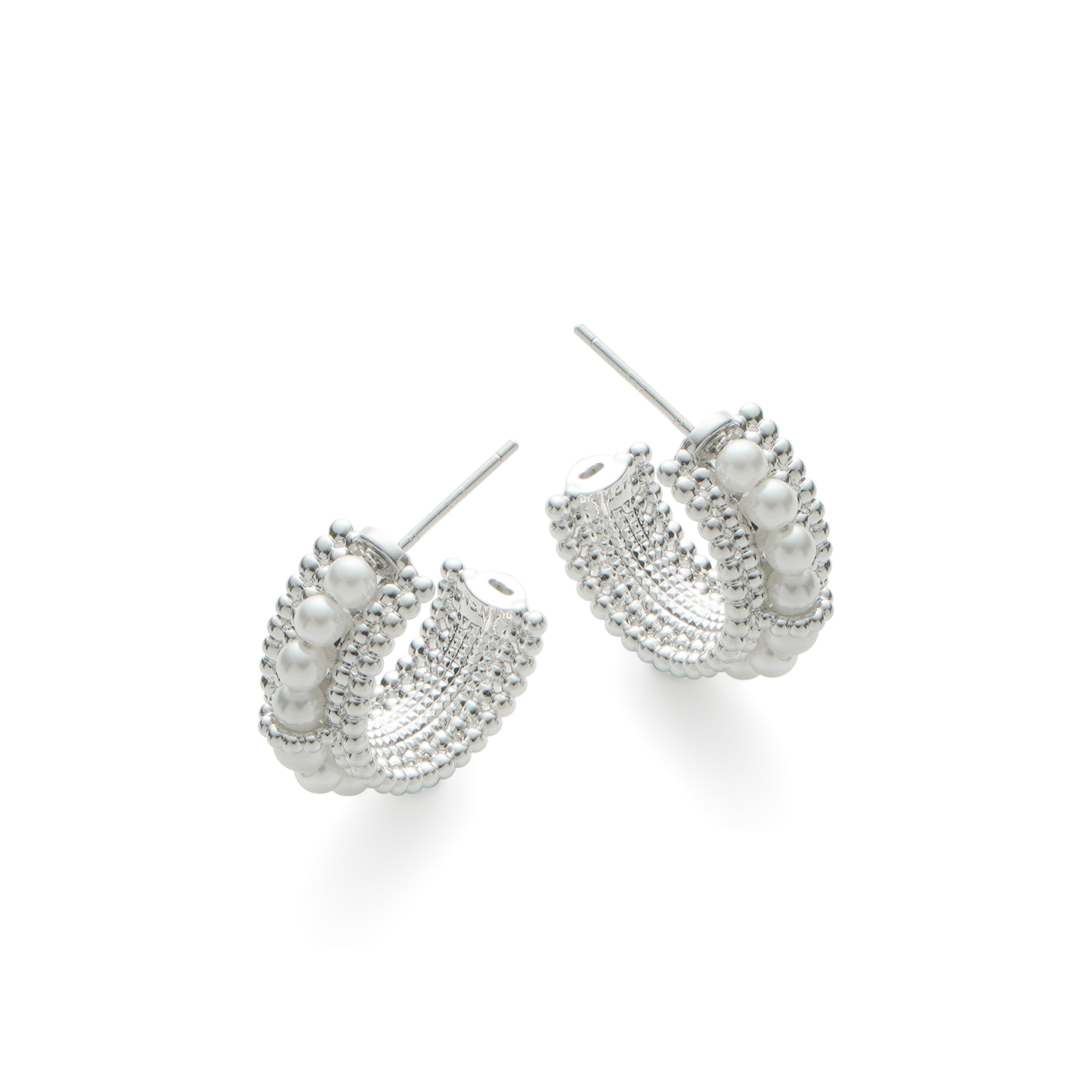 RSNY pearl earrings - RSNY R2153A 铜镀铑/银耳针 约21*9*21mm 波点型设计元素/时尚感几何造型/优选精品级贝珠/精致感细节处理