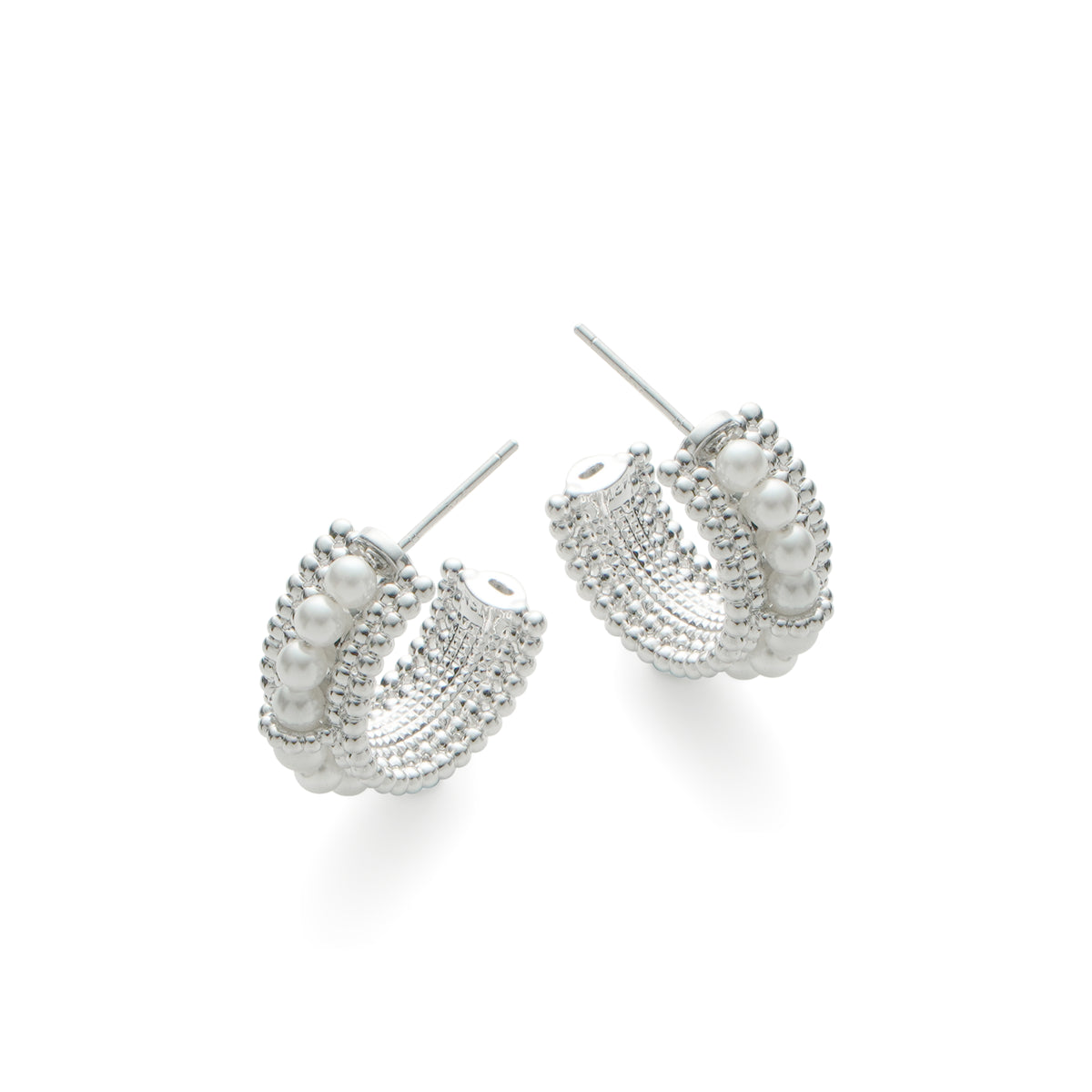 RSNY pearl earrings - RSNY R2153A 铜镀铑/银耳针 约21*9*21mm 波点型设计元素/时尚感几何造型/优选精品级贝珠/精致感细节处理