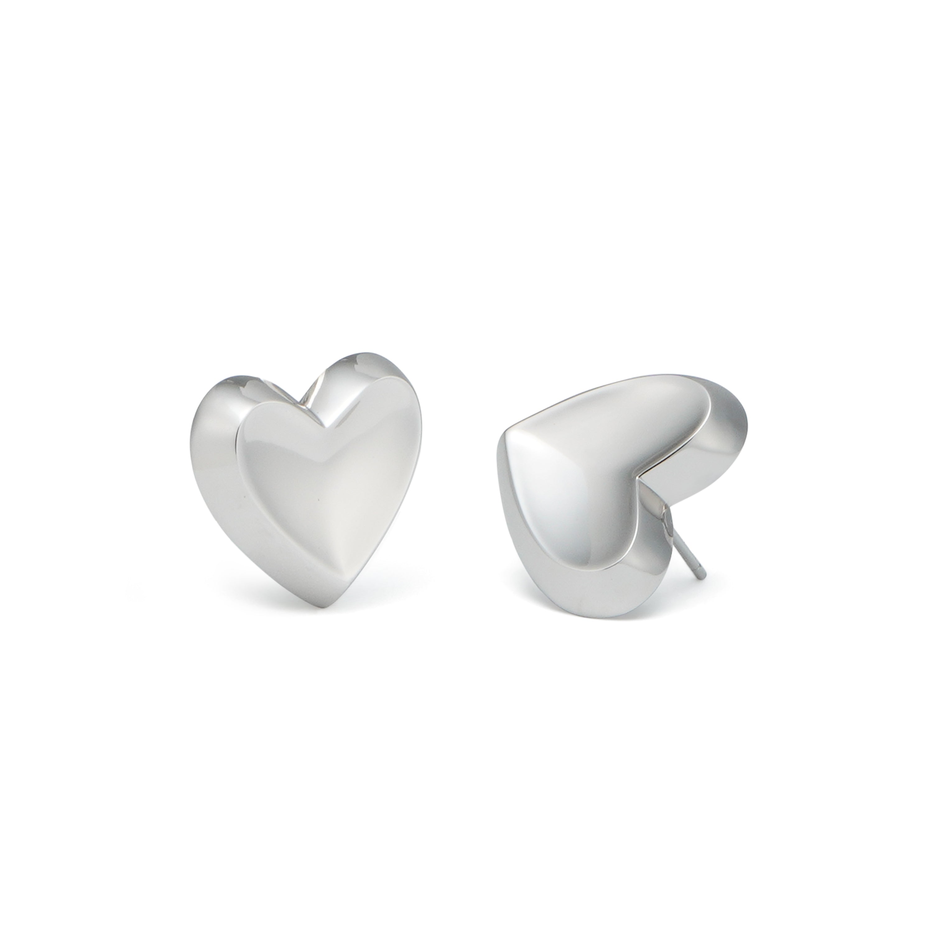 RSNY geometric love stud earrings - RSNY R2090A 铜镀铑/S925银耳针 重量:8.2g 尺寸:20*3*18mm 爱心型精巧切面/精致感细节处理/纯银高品质耳针/镜面级精工抛光/轻量化品牌工艺