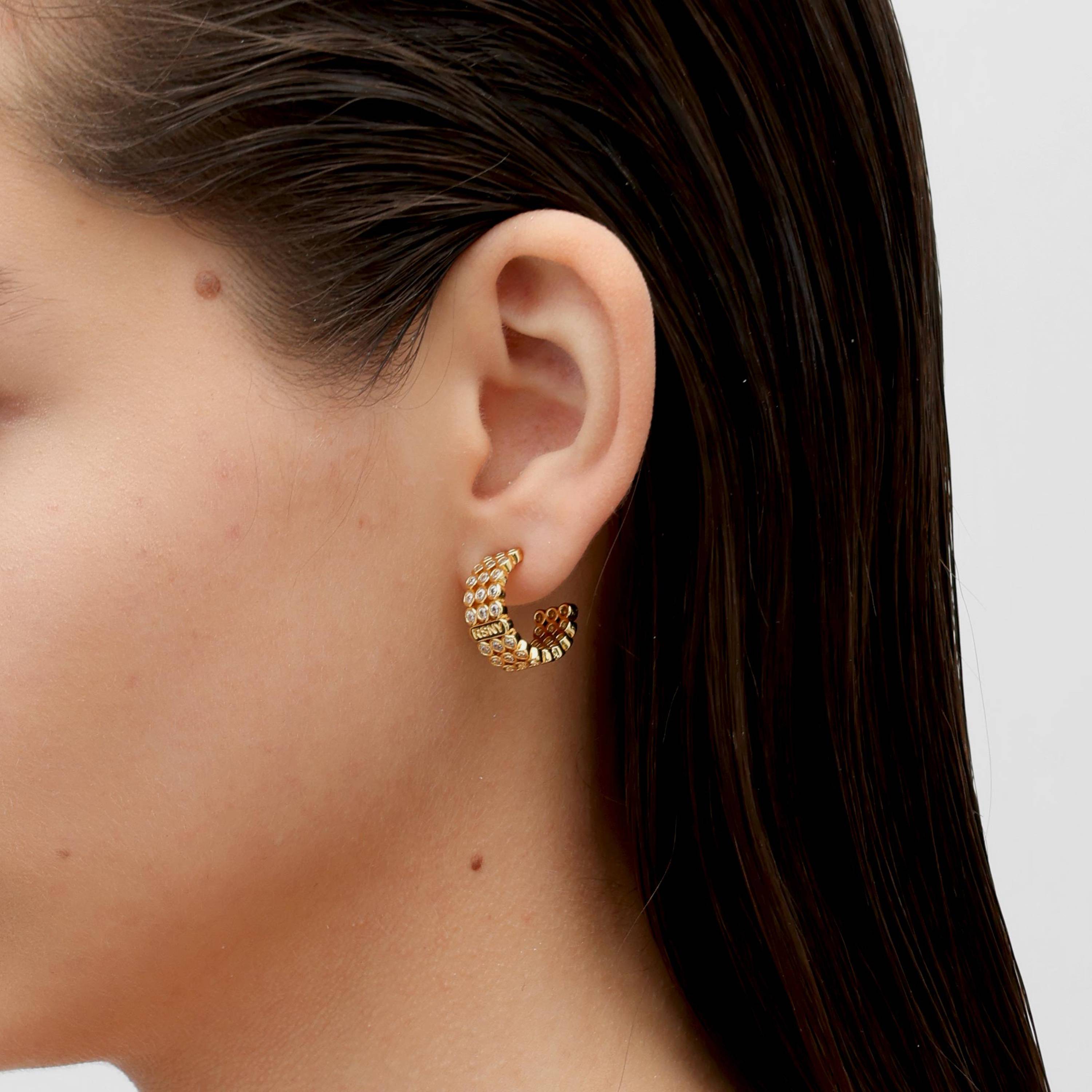 RSNY diamond shaped earrings - RSNY 1789W 铜镀金/银耳针 约8*18*18mm 钻石级精巧切面/纯银高品质耳针/高韧性弹簧耳扣/轻量化品牌工艺