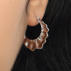 RSNY pleated earrings - RSNY R2132A Copper Rhodium Plated/Tremella Needle Size: 2 * 22 * 25mm Corrugated Design Elements/Commuter Simplicity Size: Styling/Mirror Seiko Polishing/Delicate Detail Processing