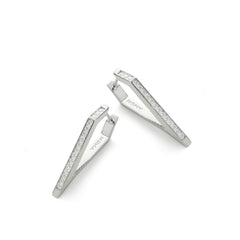RSNY Diamond Line Earrings - RSNY R2146A 铜镀铑/银耳针 约3*30*15mm 几何感切面造型/镜面级精工抛光/纯手工镶嵌技艺/纯银高品质耳针