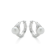 RSNY irregular pearl earrings - RSNY R2150A 铜镀铑/银耳针 约9*18*25mm 不规则设计元素/时尚感几何造型/优选精品级贝珠/精致感细节处理
