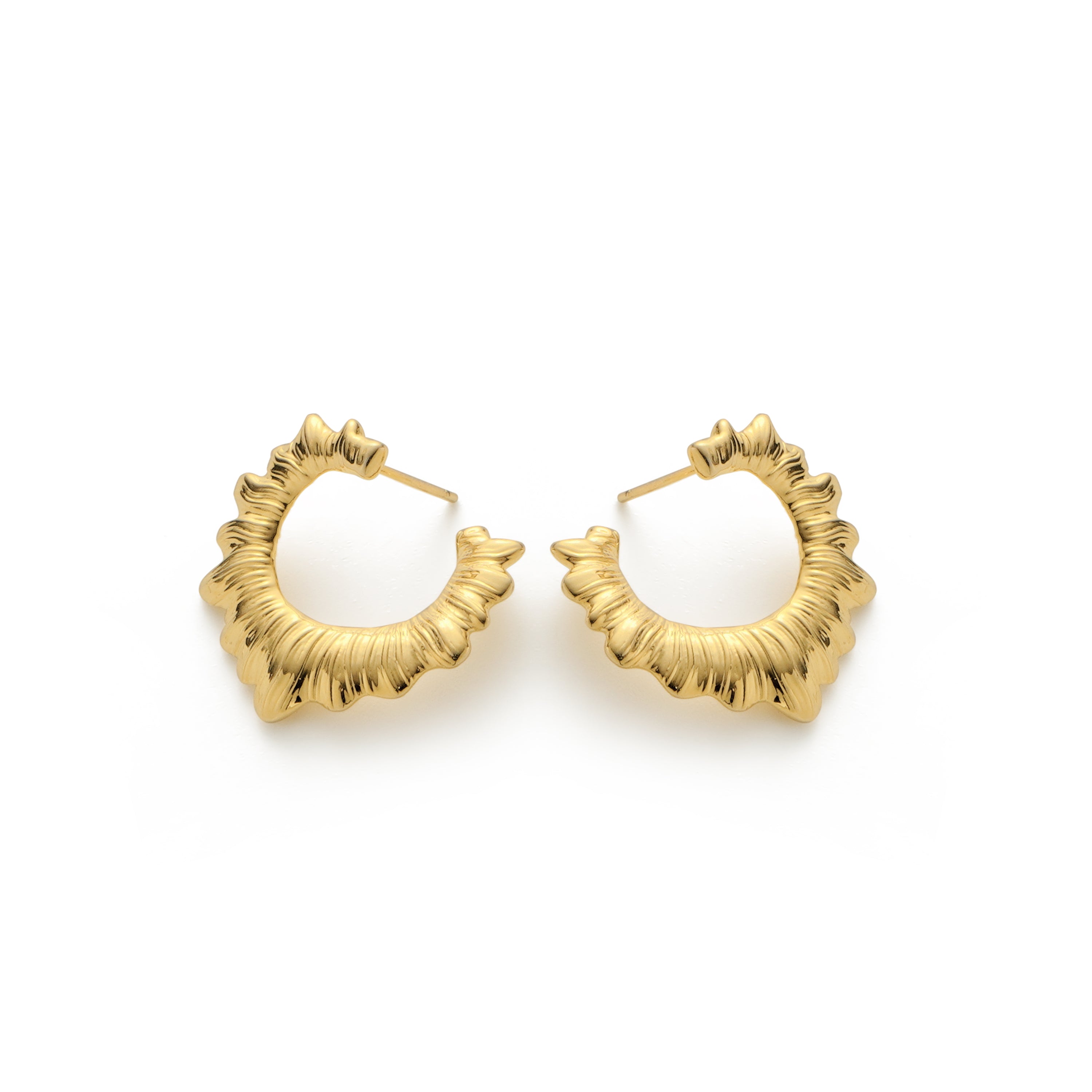 RSNY pleated earrings - RSNY R2089B 铜镀金/S925银耳针/品牌耳堵 重量:9.5g 尺寸:24*17*14mm 时尚绕圈纹设计/精致感细节处理/纯银高品质耳针/镜面级精工抛光/轻量化品牌工艺