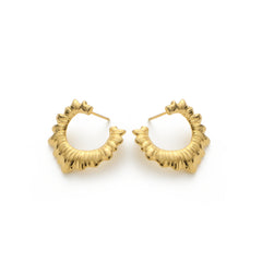 RSNY pleated earrings - RSNY R2089B 铜镀金/S925银耳针/品牌耳堵 重量:9.5g 尺寸:24*17*14mm 时尚绕圈纹设计/精致感细节处理/纯银高品质耳针/镜面级精工抛光/轻量化品牌工艺