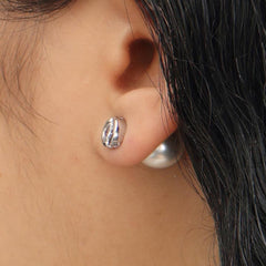 RSNY double head pearl stud earrings - RSNY R2028A Copper Rhodium Plated/S925 Tremella Needle Weight: 4.6g Size: 12 * 12 * 19mm Double-sided wearable design/preferred boutique beads/pure hand-inlaid skills/sterling silver high-quality ear needles