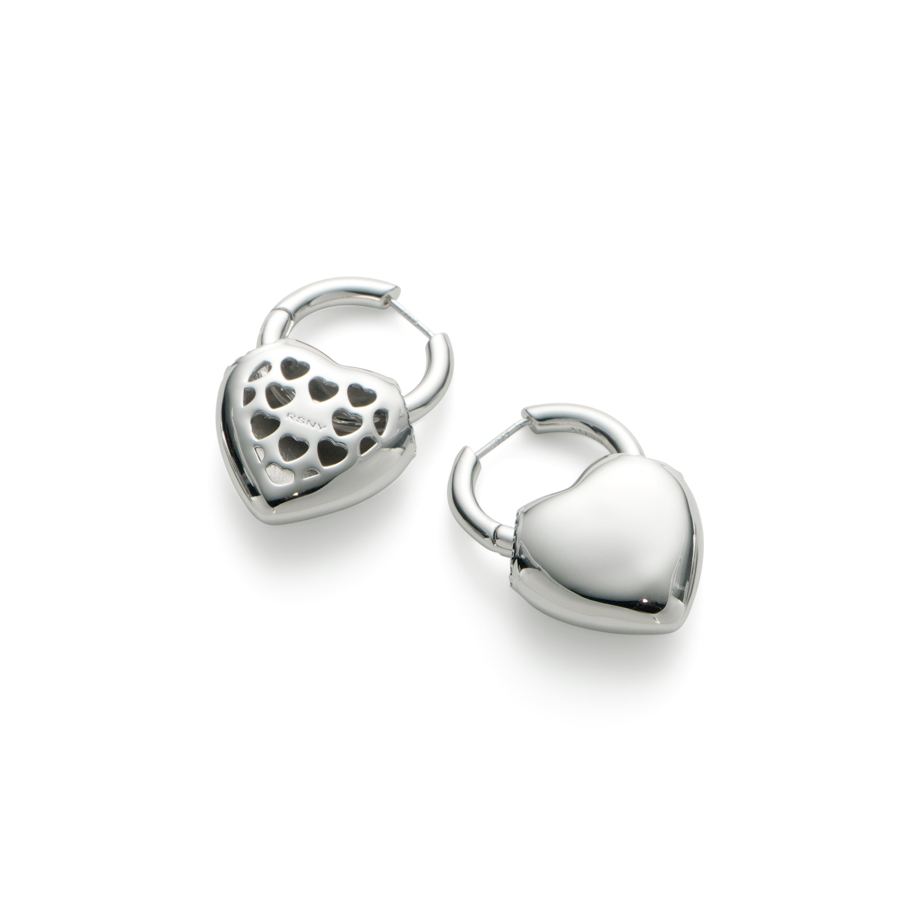 RSNY love shape earrings - RSNY R2159A 铜镀铑/银耳针 约21*31*9mm 爱心型设计元素/轻量化镂空工艺/精选优质仿钻石/镜面级精工抛光