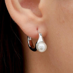 RSNY irregular pearl earrings - RSNY R2150A 铜镀铑/银耳针 约9*18*25mm 不规则设计元素/时尚感几何造型/优选精品级贝珠/精致感细节处理