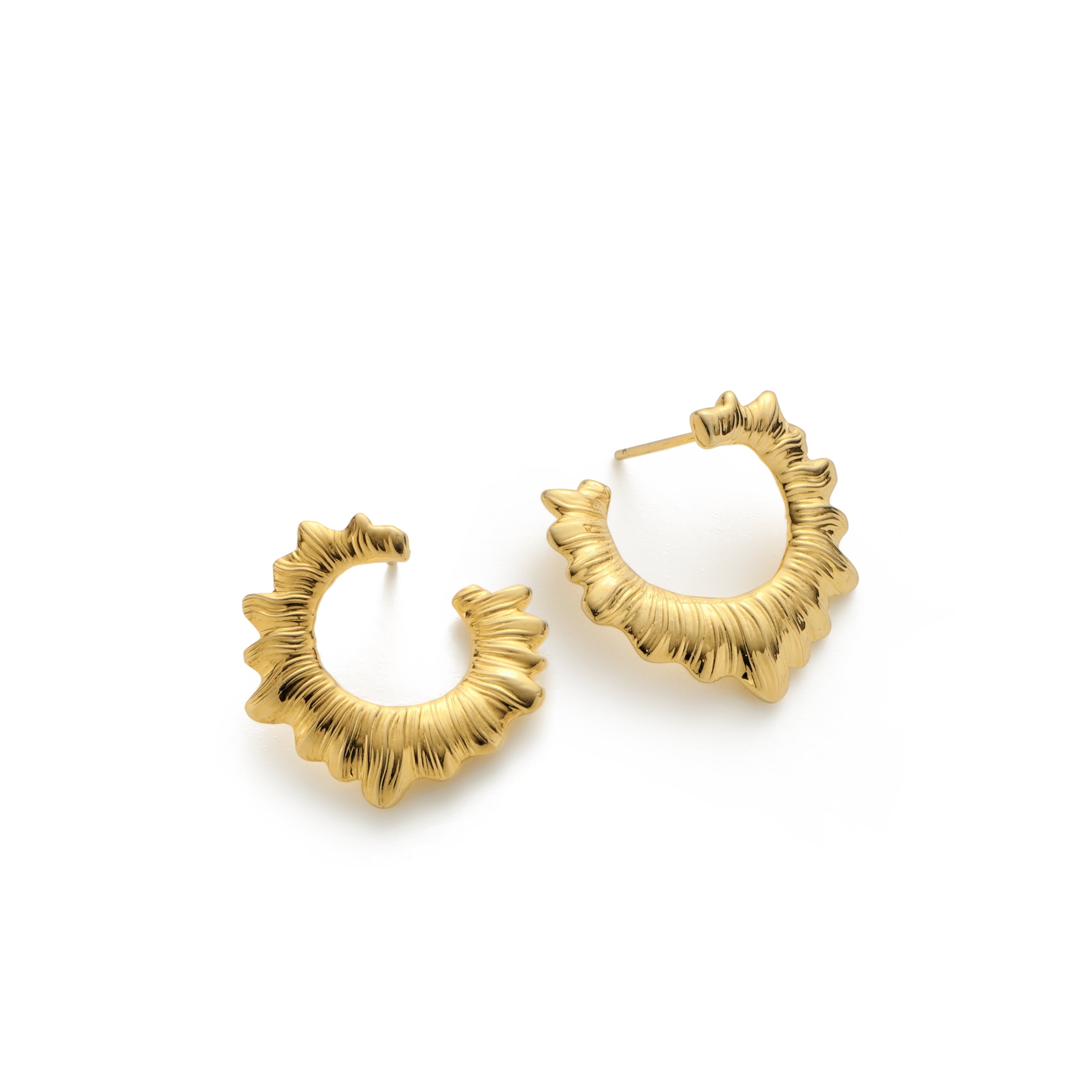 RSNY pleated earrings - RSNY R2089B 铜镀金/S925银耳针/品牌耳堵 重量:9.5g 尺寸:24*17*14mm 时尚绕圈纹设计/精致感细节处理/纯银高品质耳针/镜面级精工抛光/轻量化品牌工艺