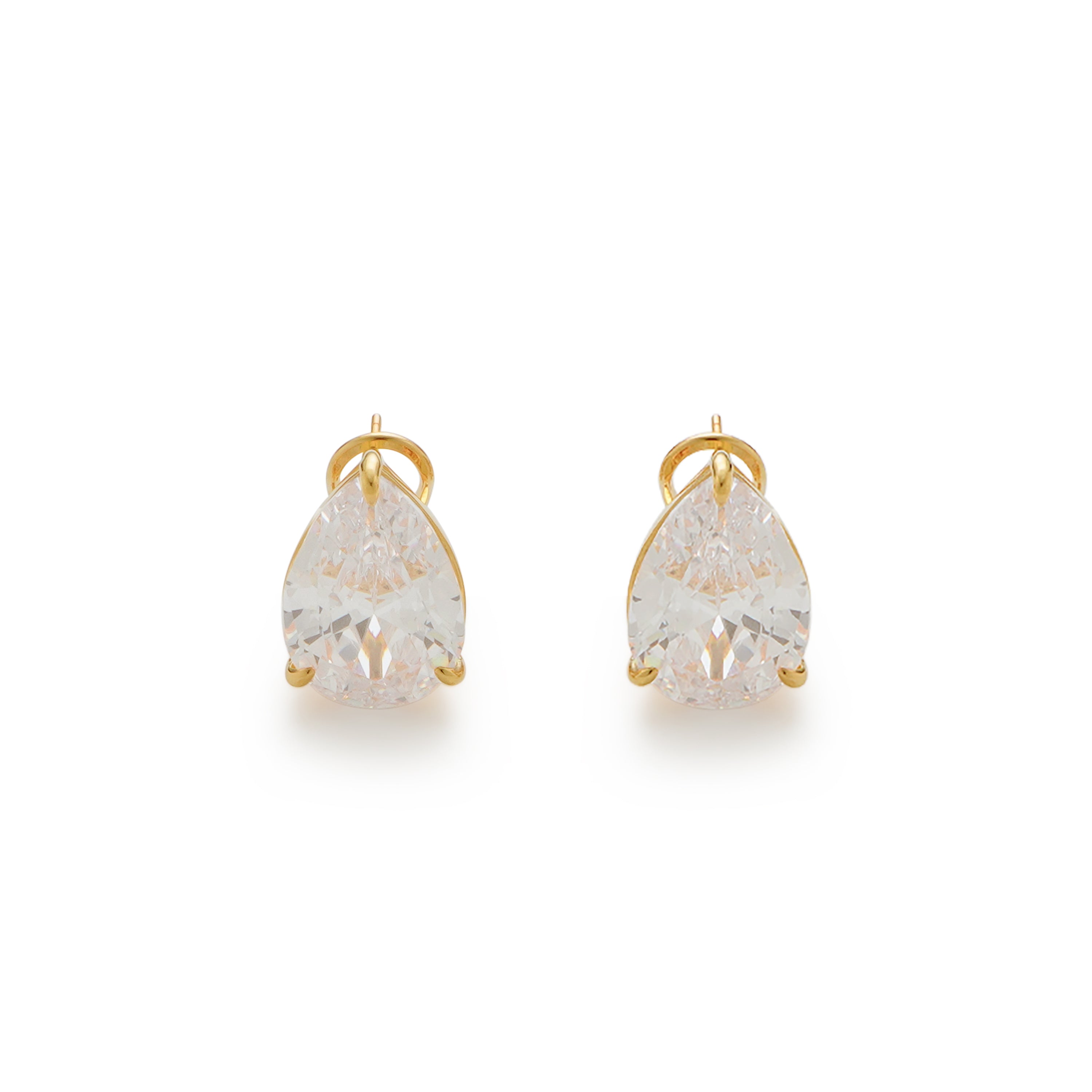 RSNY water drop shape diamond stud earrings - RSNY R2131B 铜镀金/银耳针 约13*19*8mm 钻石型设计元素/通勤款几何造型/精致感细节处理/纯手工镶嵌技艺