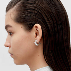 RSNY double pearl earrings - RSNY R2164A 铜镀铑/银耳针 约19*8*13mm 波点型设计元素/时尚感几何造型/优选精品级贝珠/精致感细节处理