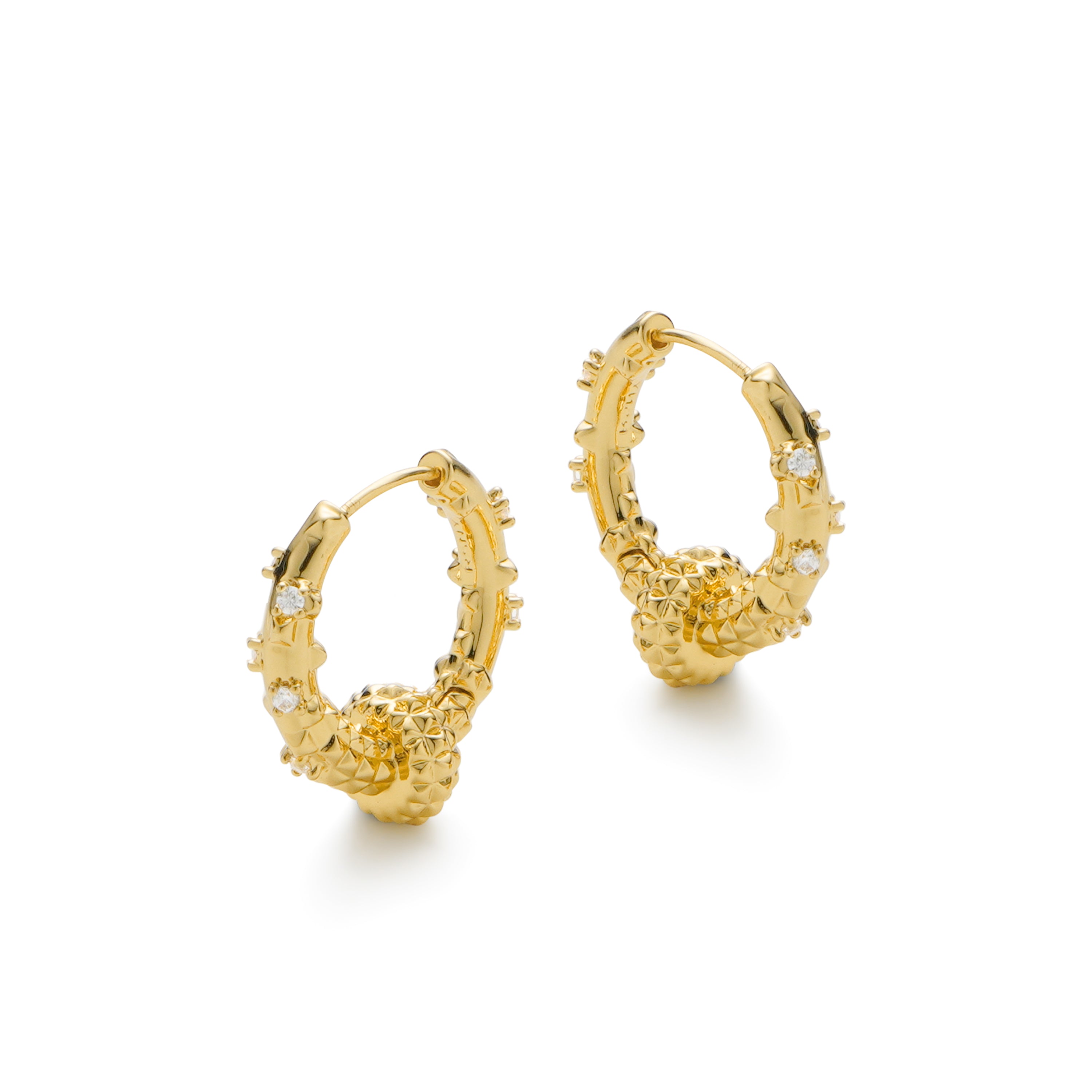 RSNY Diamond Textured Earrings - RSNY R2141B 铜镀金/银耳针 约8*20*20mm 钻石纹设计元素/时尚感几何造型/精选优质仿钻石/纯银高品质耳针