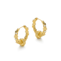 RSNY Diamond Textured Earrings - RSNY R2141B 铜镀金/银耳针 约8*20*20mm 钻石纹设计元素/时尚感几何造型/精选优质仿钻石/纯银高品质耳针