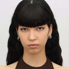 RSNY simple line earrings - RSNY R2124A 铜镀金/银耳针 约12*16*16mm 几何缠绕感元素/通勤款几何造型/镜面级精工抛光/轻量化品牌工艺