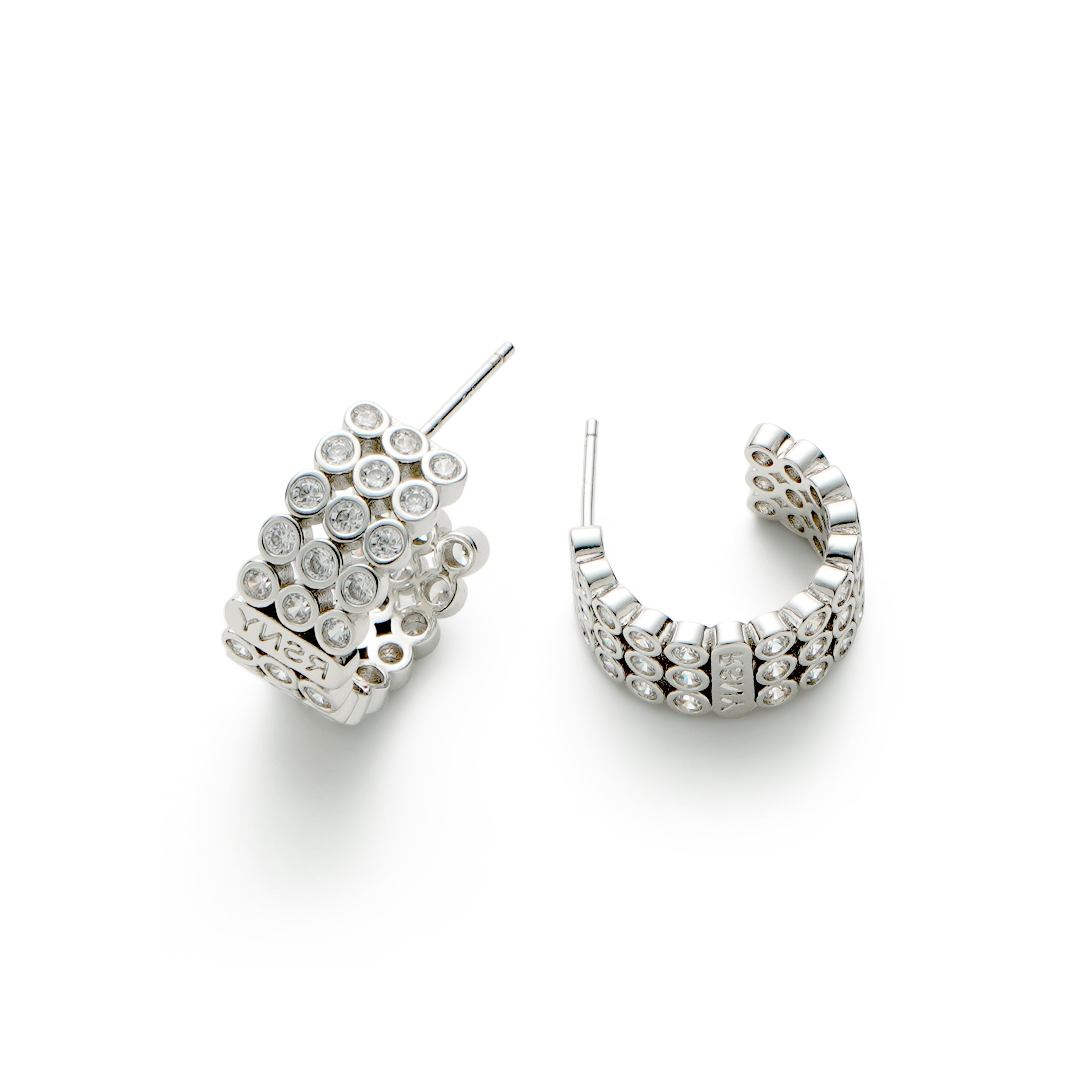 RSNY diamond shaped earrings - RSNY 1789W 铜镀铑/银耳针 约8*18*18mm 钻石级精巧切面/纯银高品质耳针/高韧性弹簧耳扣/轻量化品牌工艺