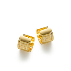 RSNY Diamond Textured Earrings - RSNY R2111B 铜镀金/银耳针 约12*15*15mm 时尚感几何造型/镜面级精工抛光/精致感细节处理/钻石级精巧切面