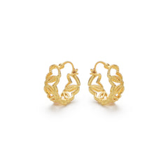 RSNY Diamond Textured Love Earrings - RSNY R2066A copper gold-plated/S925 Tremella needle, weight: 5.5g Size: 18 * 7 * 20mm diamond pattern love element/lightweight hollowing process/pure manual inlay technology/mirror grade Seiko polishing