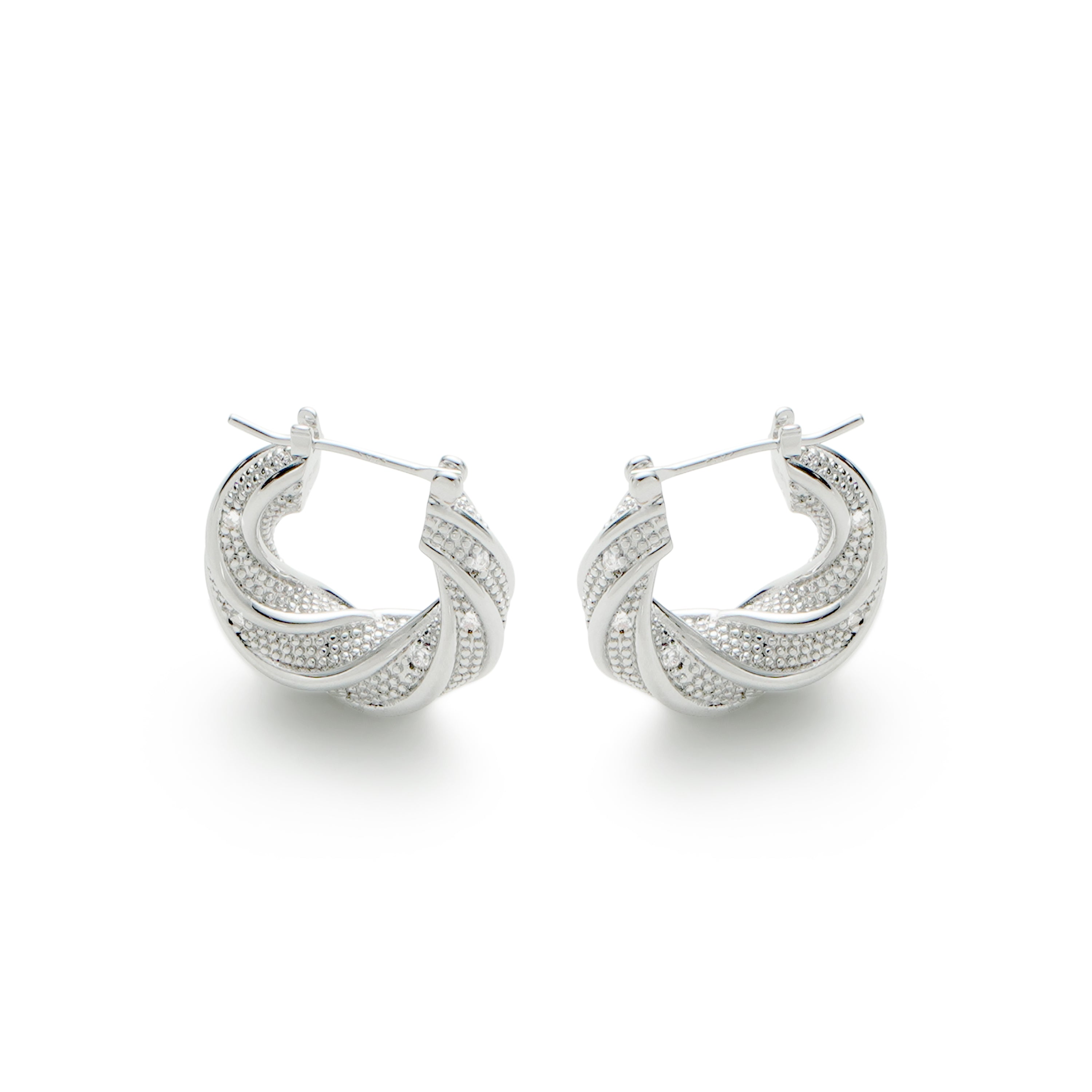 RSNY geometric abstract earrings - RSNY R2187A 铜镀铑/银耳针 约20*20*8mm 几何缠绕感元素/交错环几何造型/纯手工精雕工艺/微厚重精巧质感