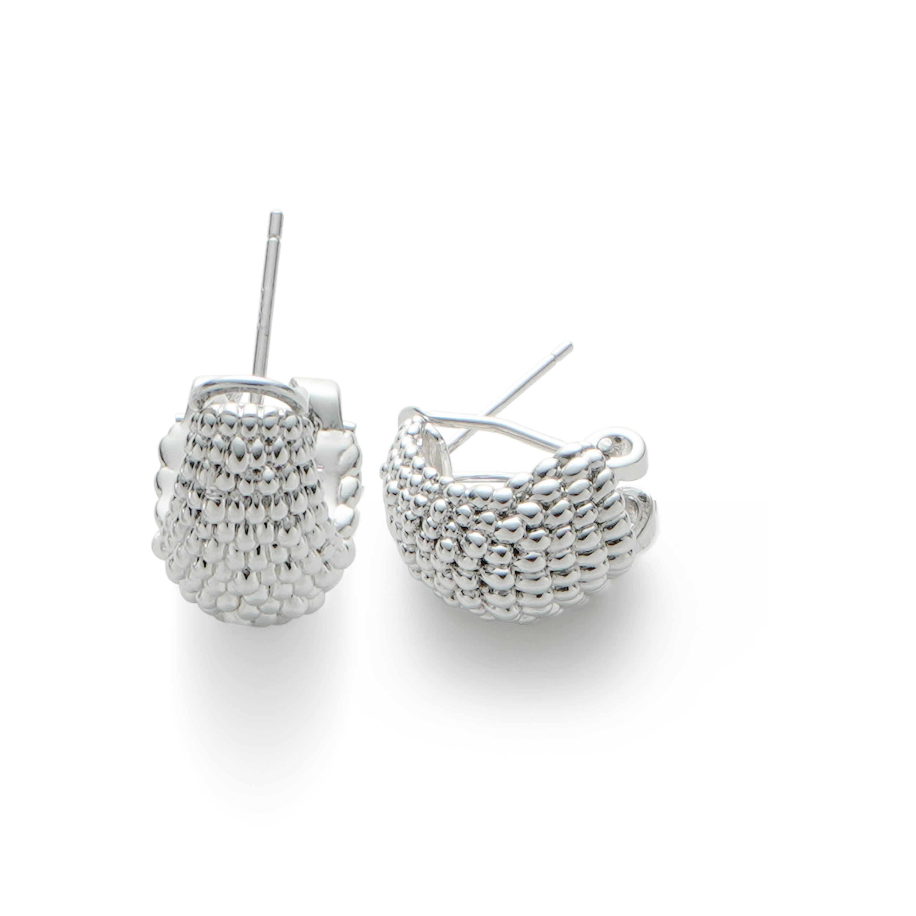 RSNY Roman style earrings - RSNY R2136A 铜镀铑/银耳针 约10*17*14mm 钻石纹设计元素/时尚感几何造型/轻量化品牌工艺/高韧性弹簧耳扣
