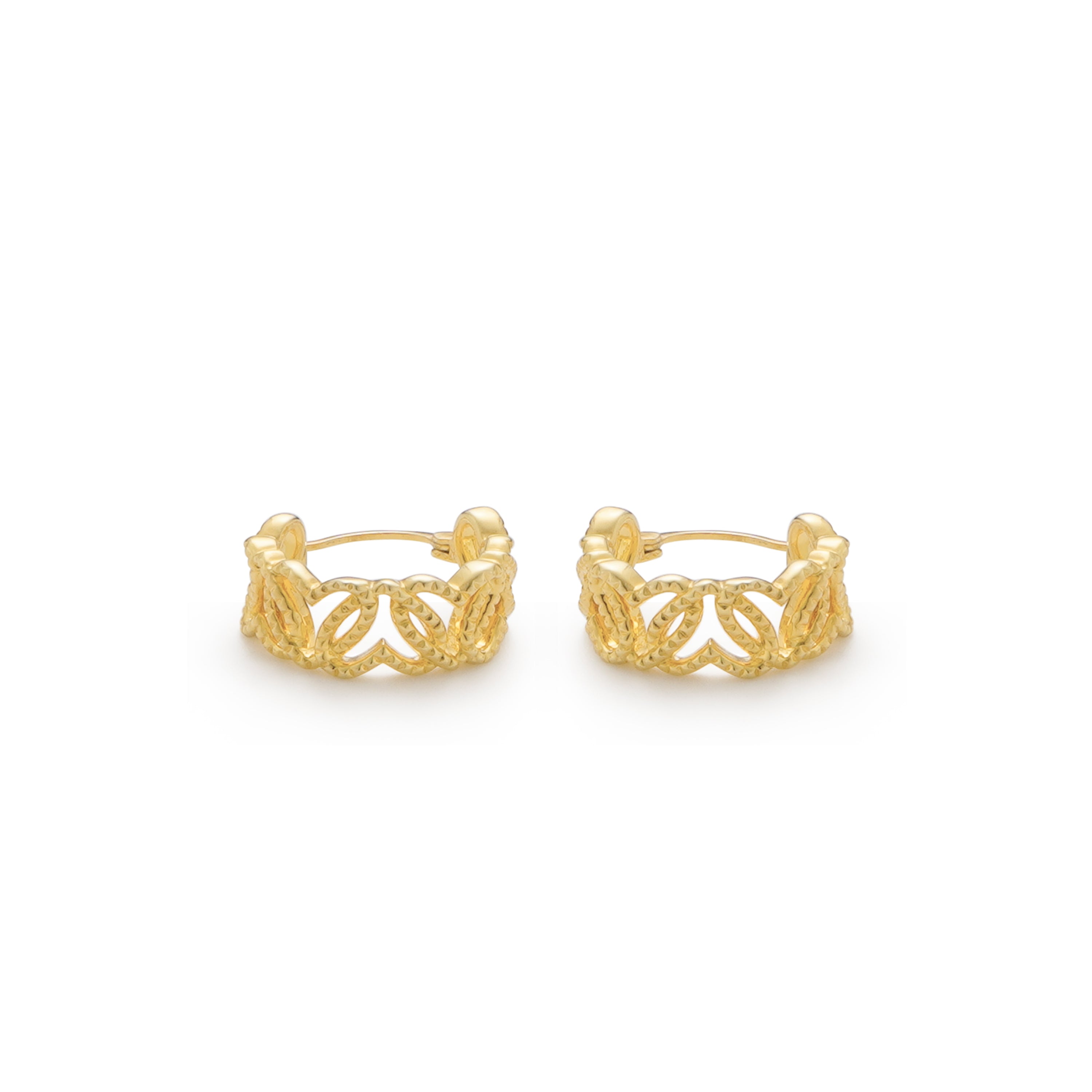 RSNY Diamond Textured Love Earrings - RSNY R2066A copper gold-plated/S925 Tremella needle, weight: 5.5g Size: 18 * 7 * 20mm diamond pattern love element/lightweight hollowing process/pure manual inlay technology/mirror grade Seiko polishing