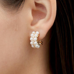 RSNY double pearl earrings - RSNY R2164B 铜镀金/银耳针 约19*8*13mm 波点型设计元素/时尚感几何造型/优选精品级贝珠/精致感细节处理