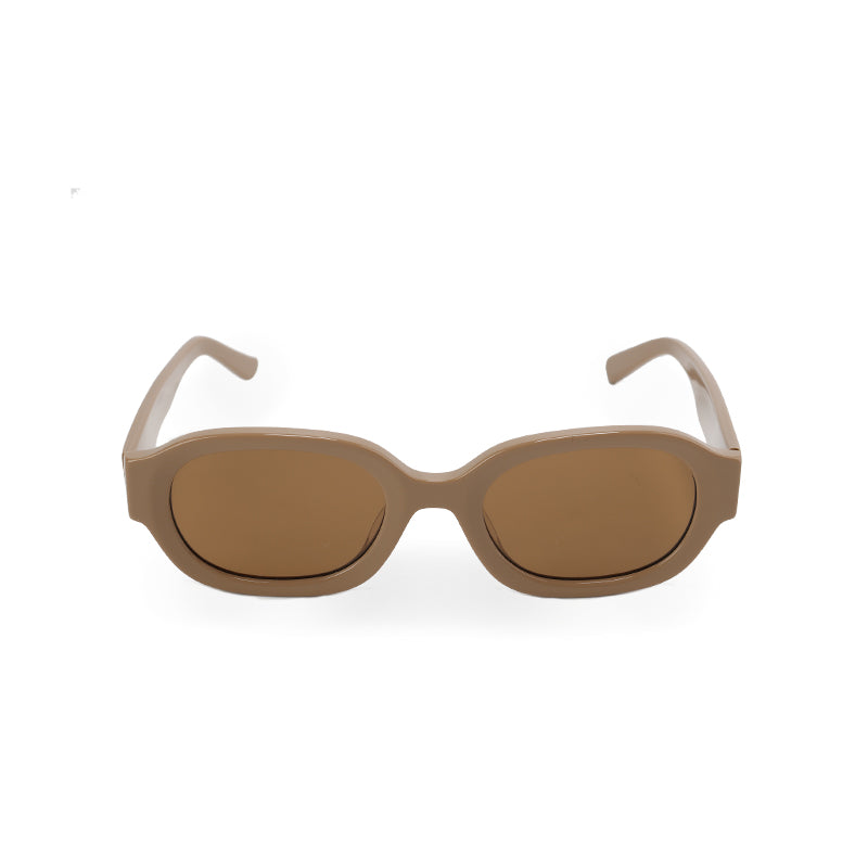 RSNY UN Retro Oval Sunglasses - RSNY ·MJ0007E · Plate/nylon lenses · Frame width 148.5mm/temple length 147mm · Lens width 53mm/height 38.2mm · Unisex retro oval shape design/0 touch metal logo/widened temple wear more comfortable/elegant milk tea color scheme