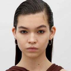 RSNY Simple Roman Earrings - RSNY R2137A 铜镀铑/银耳针 约3*31*31mm 时尚绕圈纹设计/双色奢品级电镀/几何感切面造型/精致感细节处理