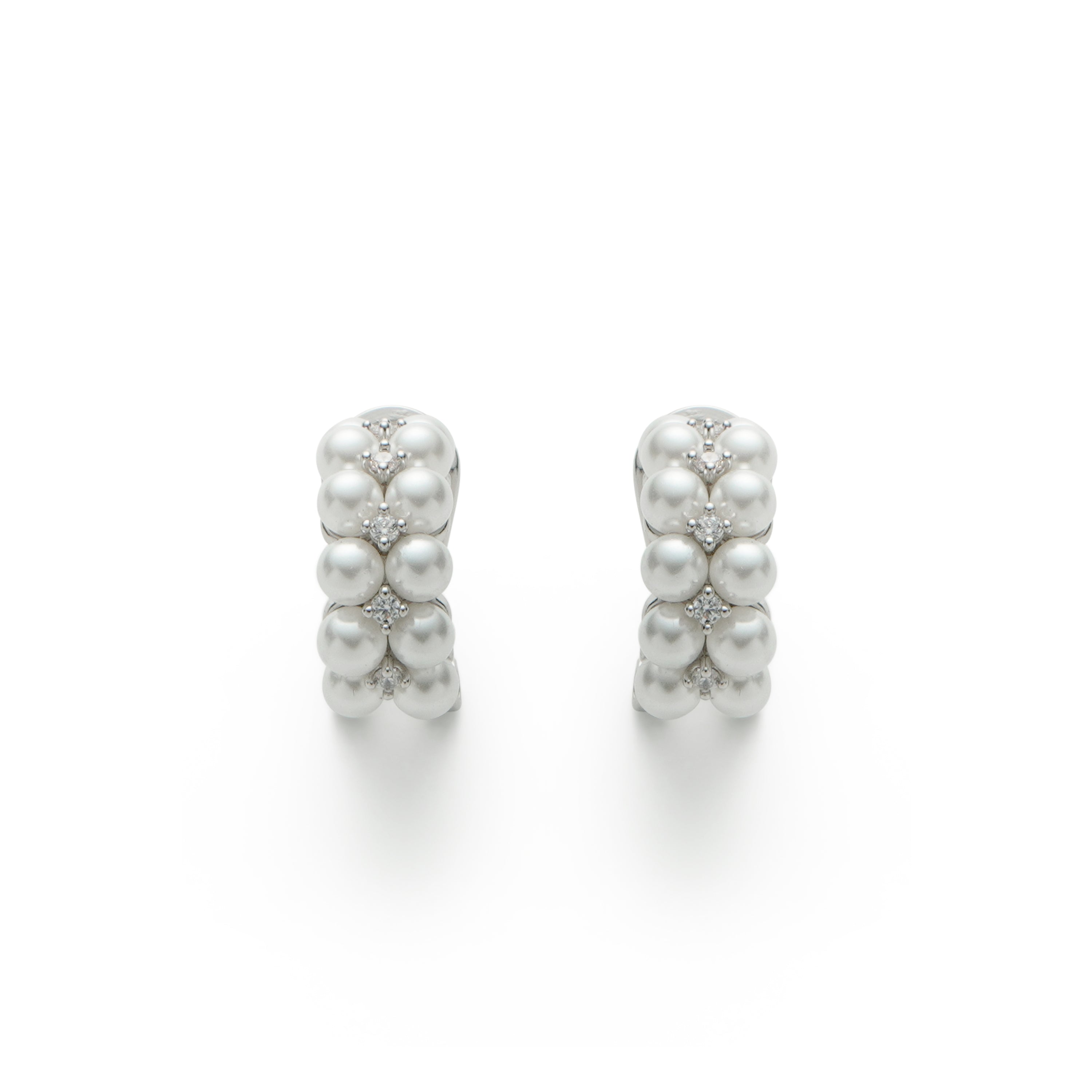 RSNY double pearl earrings - RSNY R2164A 铜镀铑/银耳针 约19*8*13mm 波点型设计元素/时尚感几何造型/优选精品级贝珠/精致感细节处理