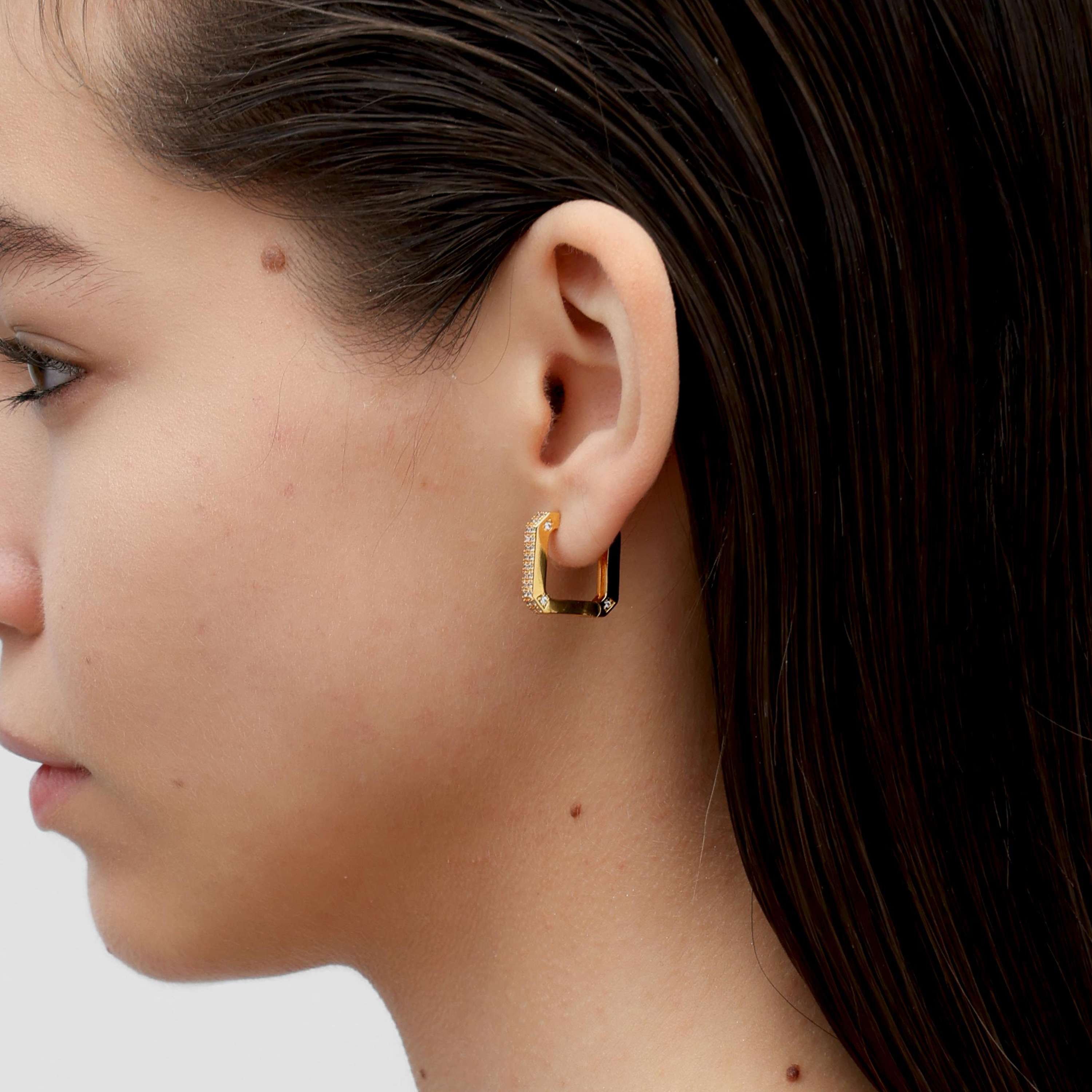 RSNY Redeen Diamond Earrings - RSNY R2101B 铜镀金/银耳针 约3*17*17mm 钻石级精巧切面/镜面级精工抛光/精致感细节处理/纯银高品质耳针