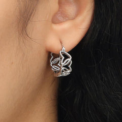 RSNY Diamond Textured Love Earrings - RSNY R2066A Copper Rhodium Plated/S925 Tremella Needle Weight: 5.5g Size: 18 * 7 * 20mm Diamond pattern love elements/lightweight hollowing process/pure hand inlay skills/mirror-level precision polishing