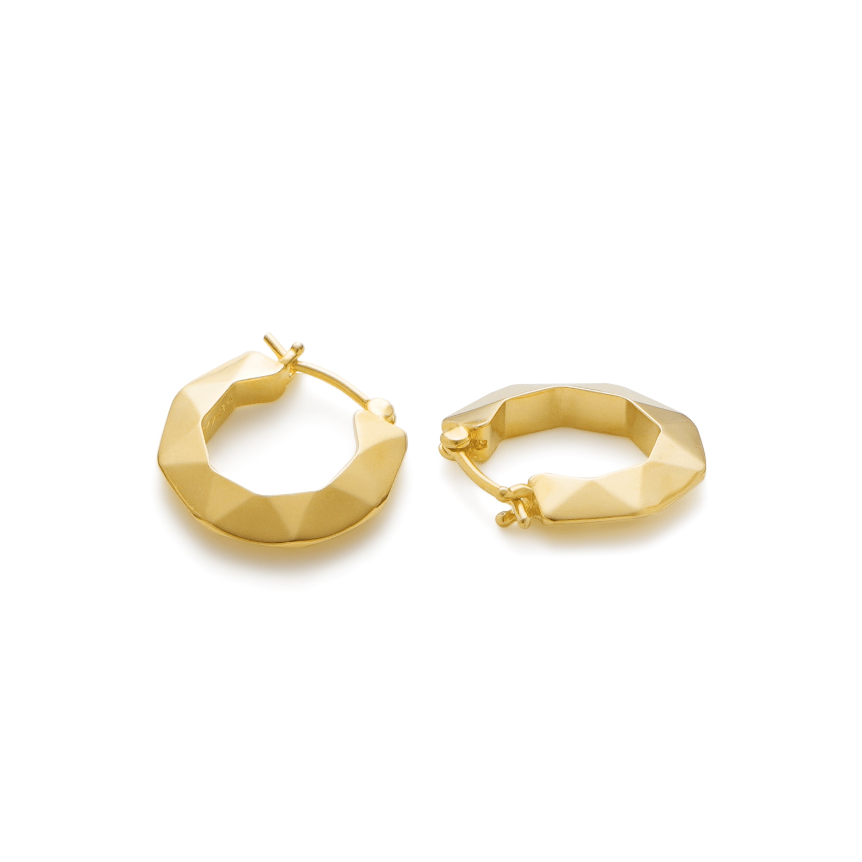 RSNY diamond pattern earrings - RSNY R2107B 铜镀金/银耳针 约3*17*18mm 几何感切面造型/镜面级精工抛光/四分之三圈耳环/纯银高品质耳针