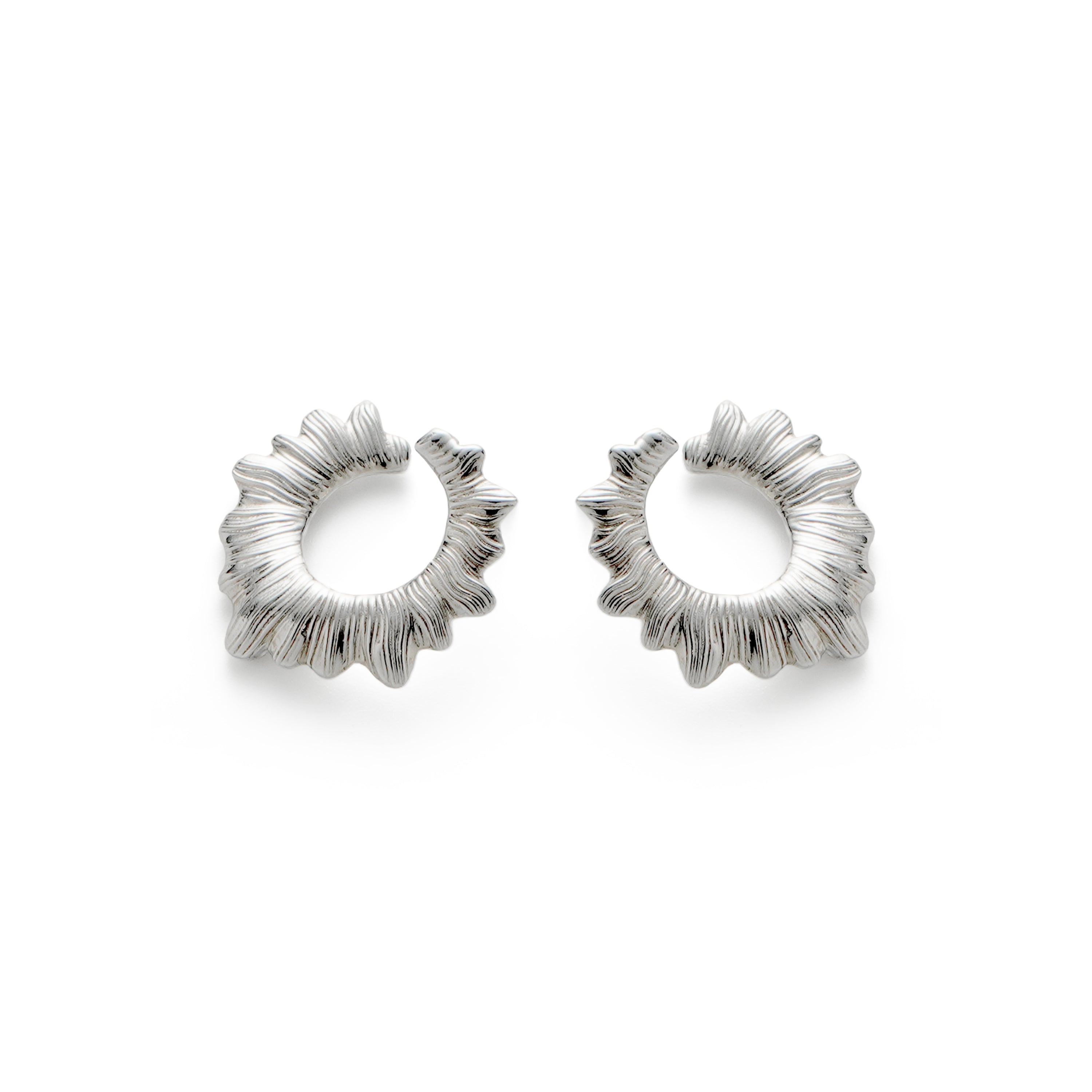 RSNY pleated earrings - RSNY R2089A Copper Rhodium Plated/S925 Tremella Needle/Brand Ear Plug Weight: 9.5g Size: 24 * 17 * 14mm Fashion circle pattern design/exquisite detail processing/sterling silver high-quality ear needles/mirror-grade precision polishing/lightweight brand craftsmanship