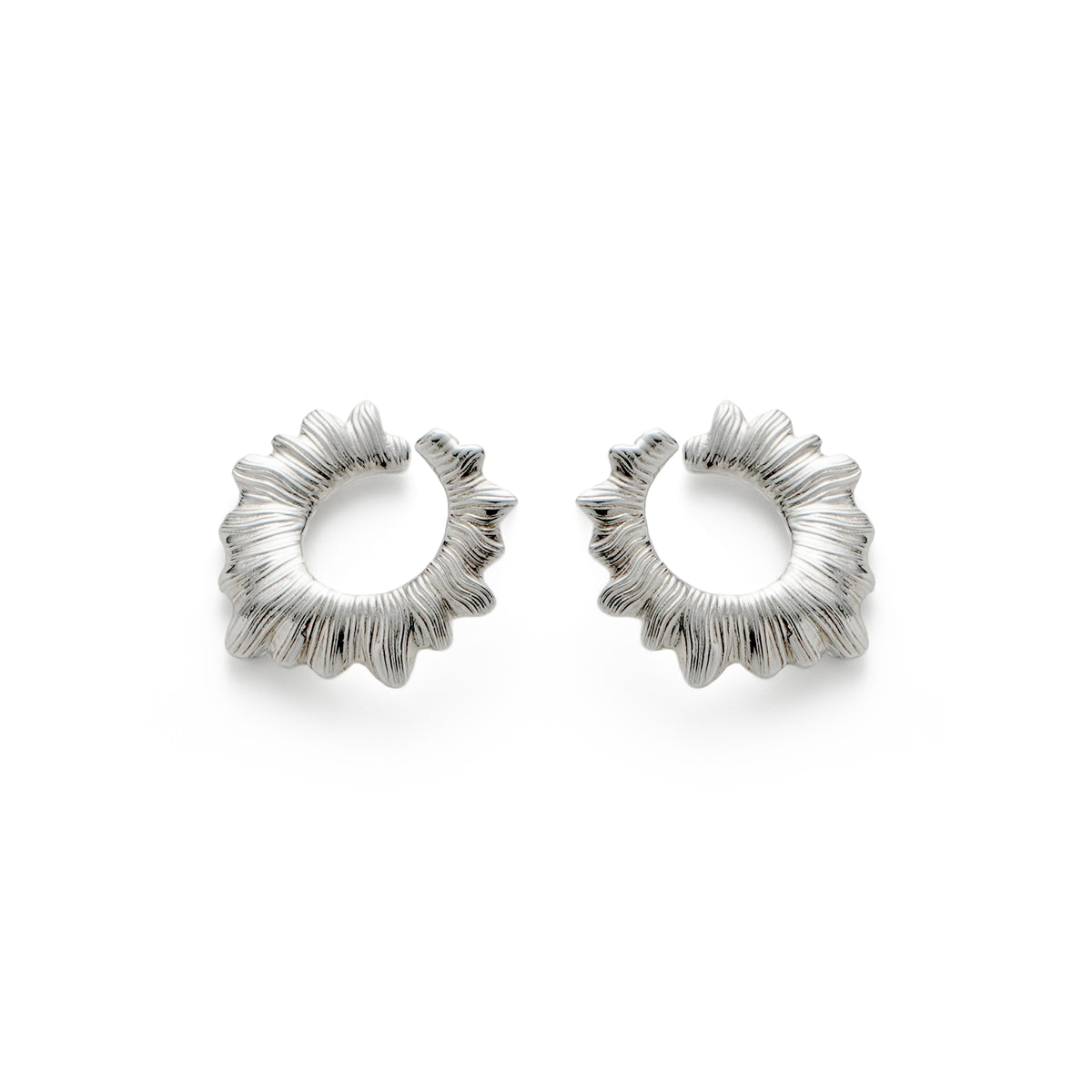 RSNY pleated earrings - RSNY R2089A Copper Rhodium Plated/S925 Tremella Needle/Brand Ear Plug Weight: 9.5g Size: 24 * 17 * 14mm Fashion circle pattern design/exquisite detail processing/sterling silver high-quality ear needles/mirror-grade precision polishing/lightweight brand craftsmanship