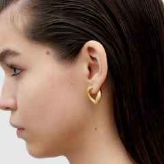 RSNY diamond pattern chain earrings - RSNY R2083B 铜镀金/银耳针约18*24*14mm 钻石纹设计元素/几何感切面造型/纯银高品质耳针/精巧感开合设计