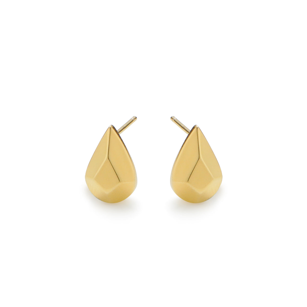 RSNY water drop diamond stud earrings - RSNY R2075B 铜镀金/银耳针约8*12*7mm 几何感切面造型/镜面级精工抛光/精致感细节处理//纯银高品质耳针