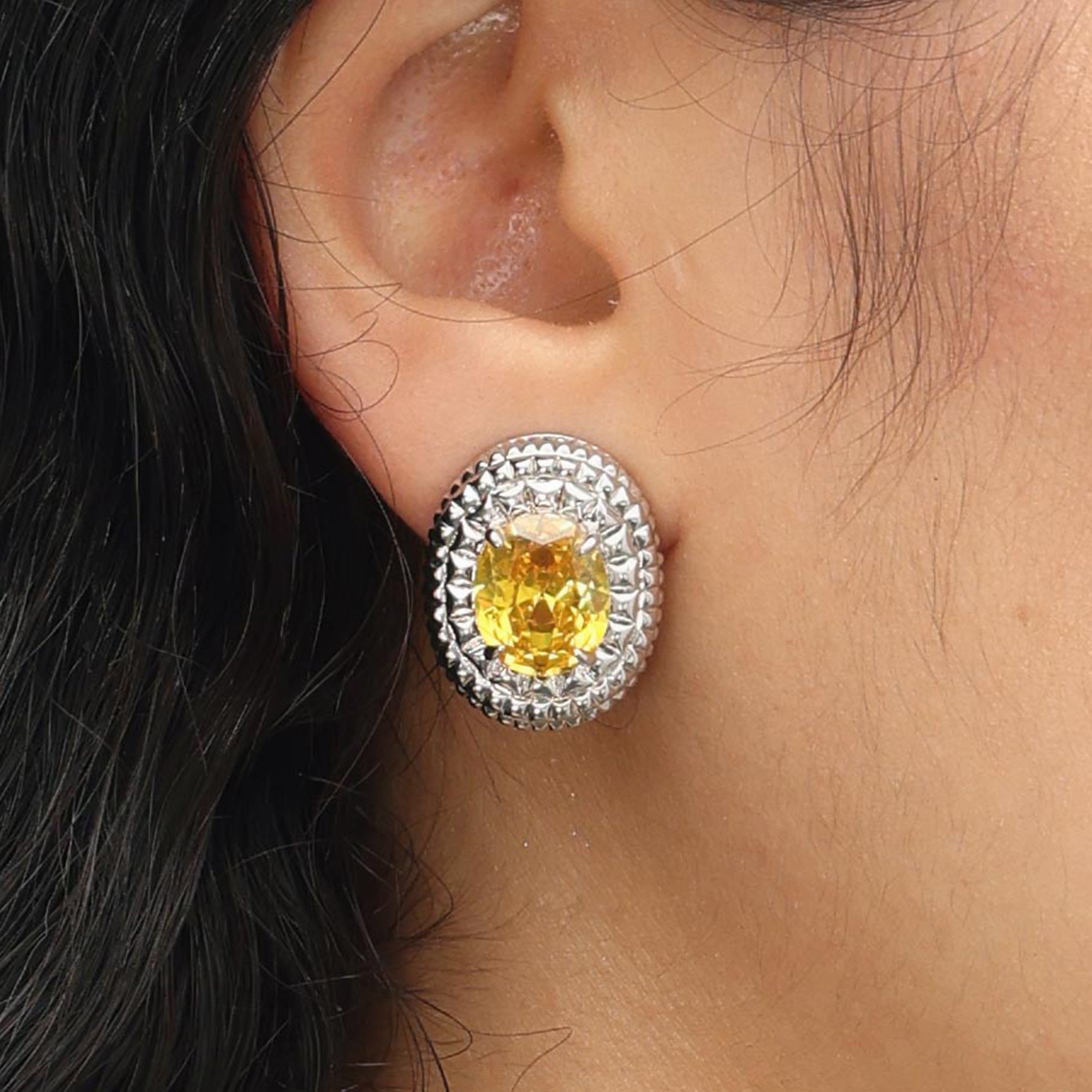 RSNY diamond texture stud earrings - RSNY R2063A Copper Rhodium Plated/S925 Tremella Needle/Cubic Zirconia/Brand Ear Plug Weight: 13.4g undefined Diamond pattern design elements/selected high-quality imitation diamonds/sterling silver high-quality ear needles/mirror-grade precision polishing/lightweight brand craftsmanship