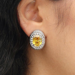 RSNY diamond texture stud earrings - RSNY R2063A Copper Rhodium Plated/S925 Tremella Needle/Cubic Zirconia/Brand Ear Plug Weight: 13.4g undefined Diamond pattern design elements/selected high-quality imitation diamonds/sterling silver high-quality ear needles/mirror-grade precision polishing/lightweight brand craftsmanship